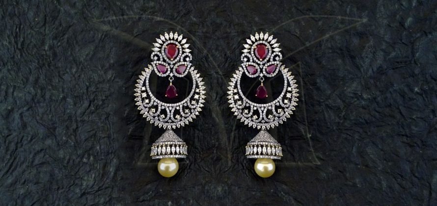 American Diamond ChandBali Earrings