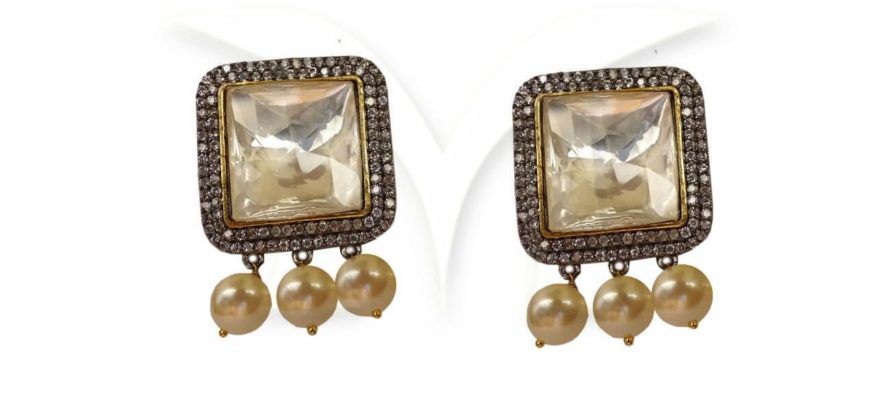 Square Stoned CZ Earrings